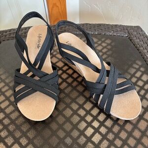 Life Stride Mallory Cork Wedge Slingback Sandals Size 8M